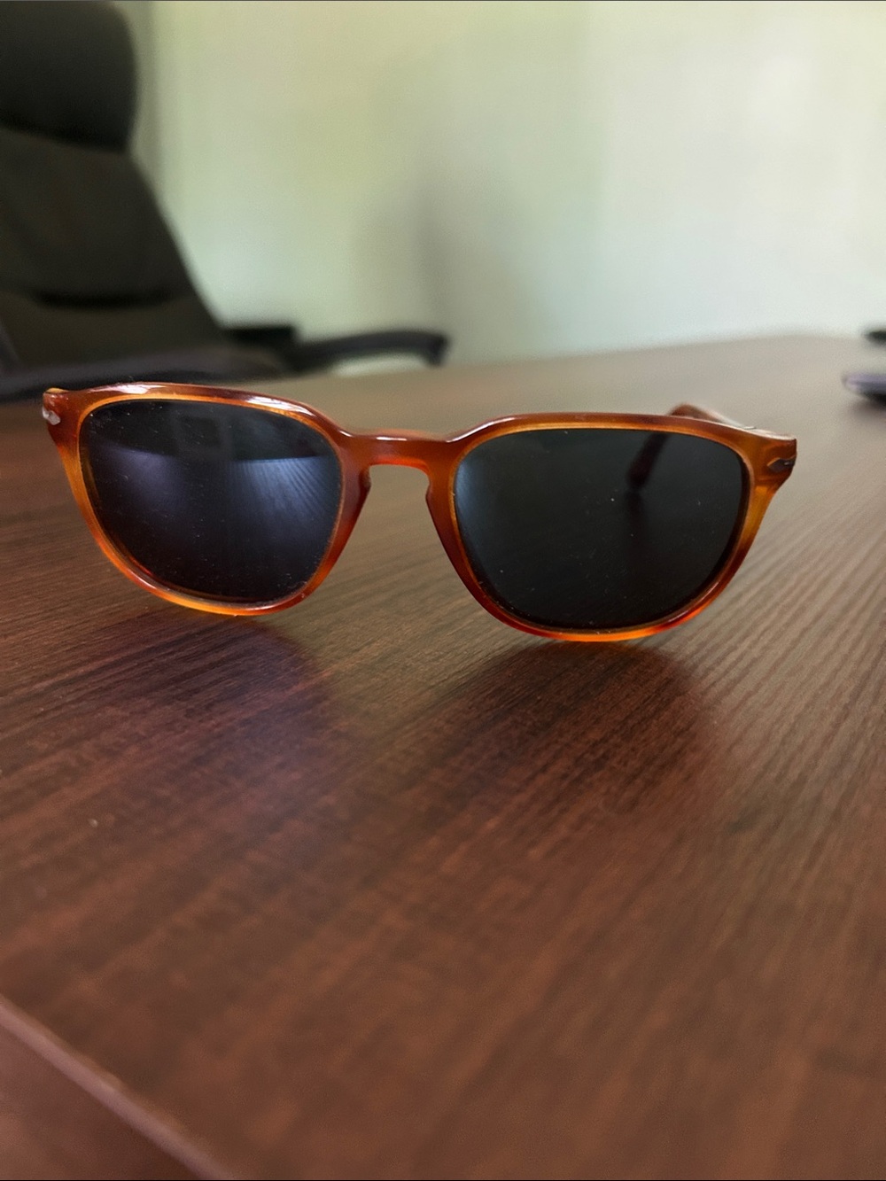 Persol Mens Sunglasses - Tortoiseshell Brown Frame, Black Lenses